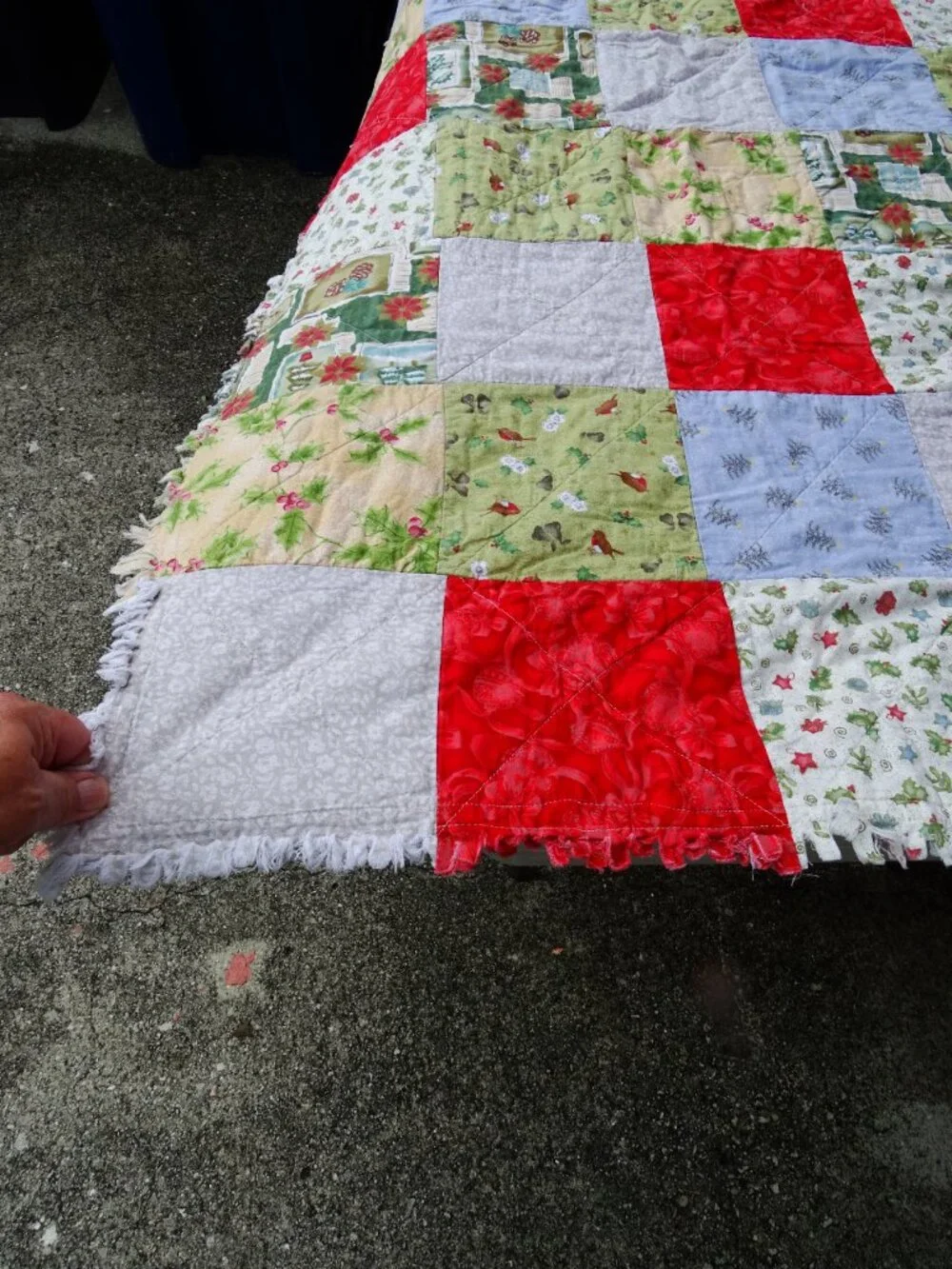 Handmade Vintage Rag Quilt -Christmas Theme - 49